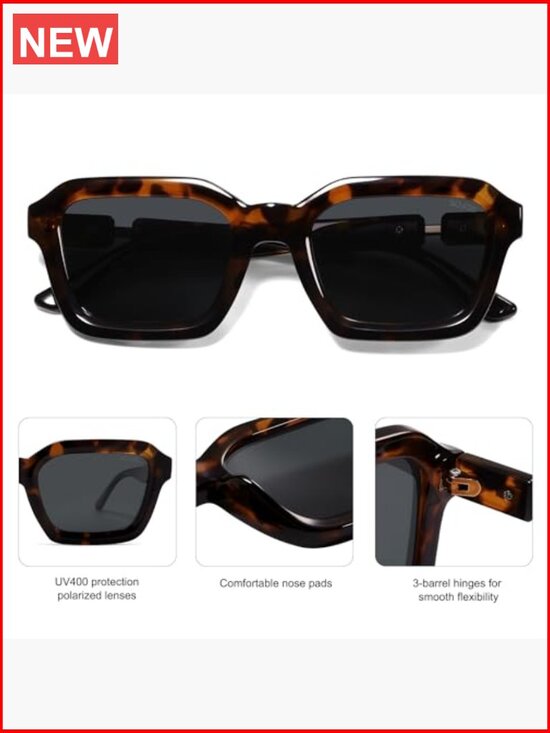 Retro Polarized Square Sunglasses - UV400 Protection main image 6